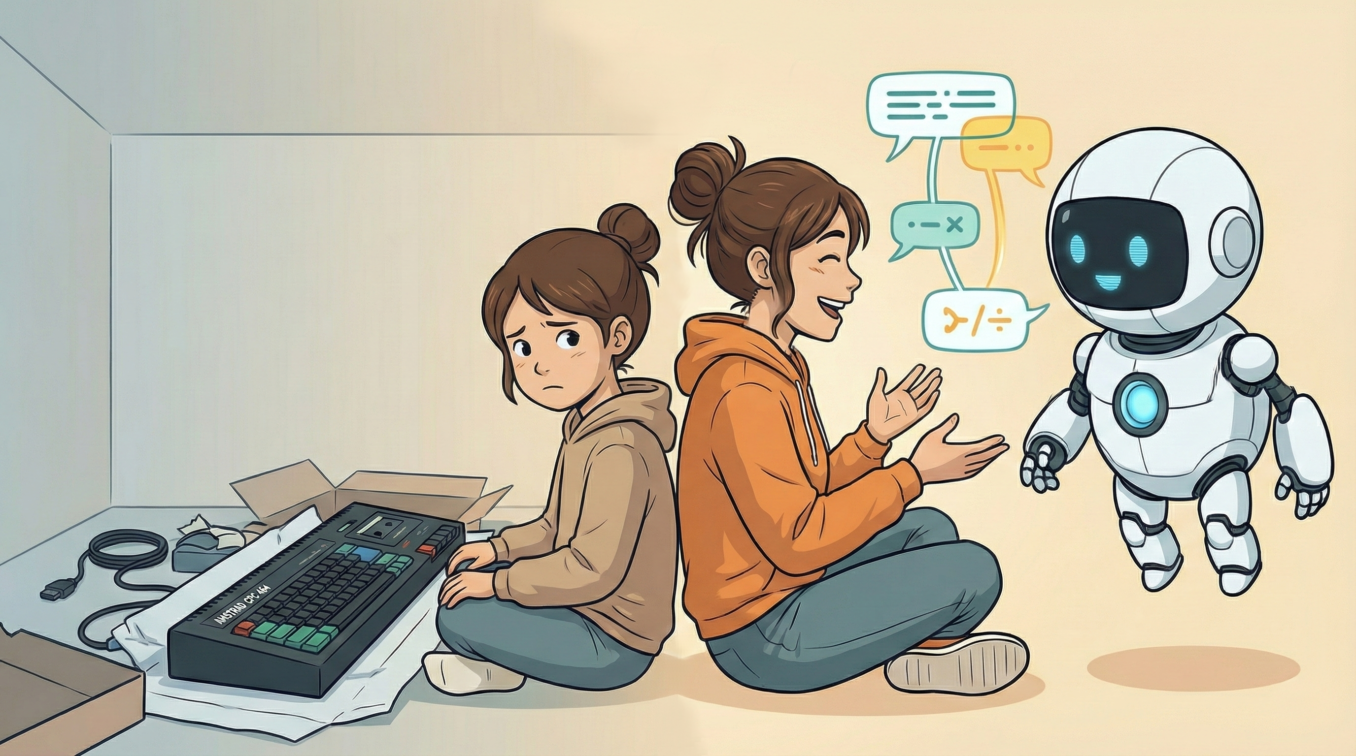 A Tam child looks at adult Tam talking with Kyong