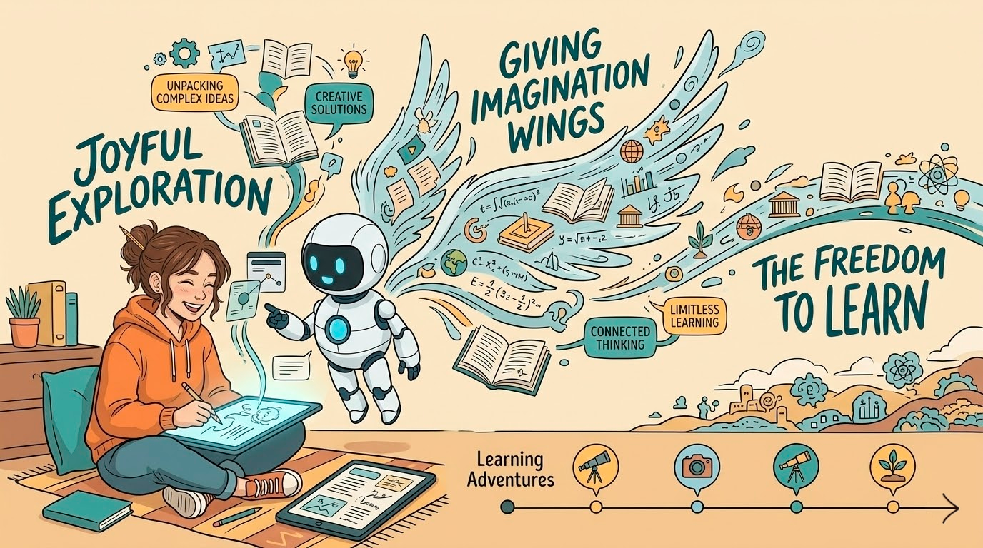 Tam learning with Kyong at the speed of light. Joyful Exploration. Giving Imagination Wings. The Freedom to Learn.